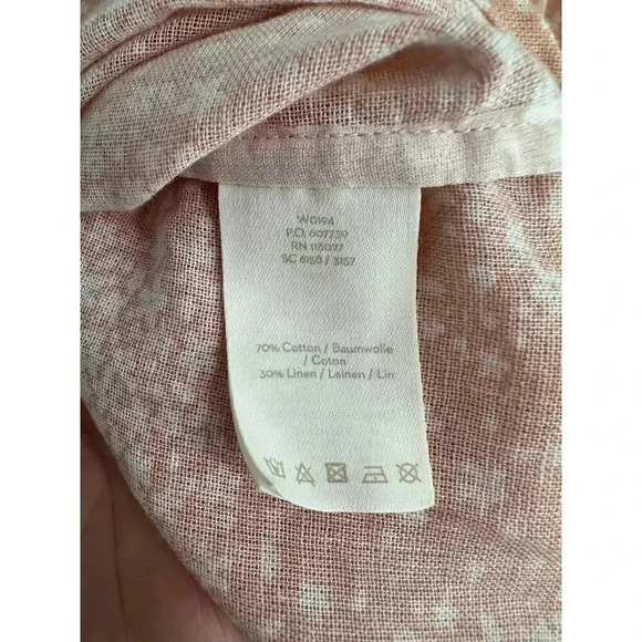 Boden Linen Cotton Button Down Abstract Floral Pink White 14 - Picture 5 of 7